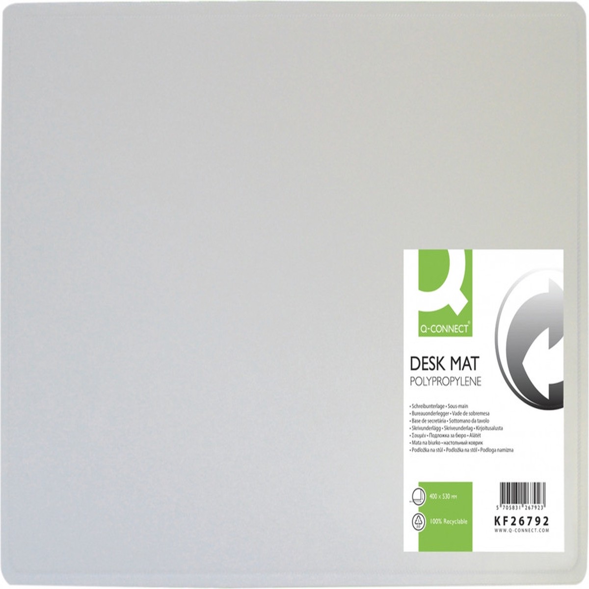 40x53cm Q-Connect Polypropylene Clear Desk Mat With Non-Slip Surface