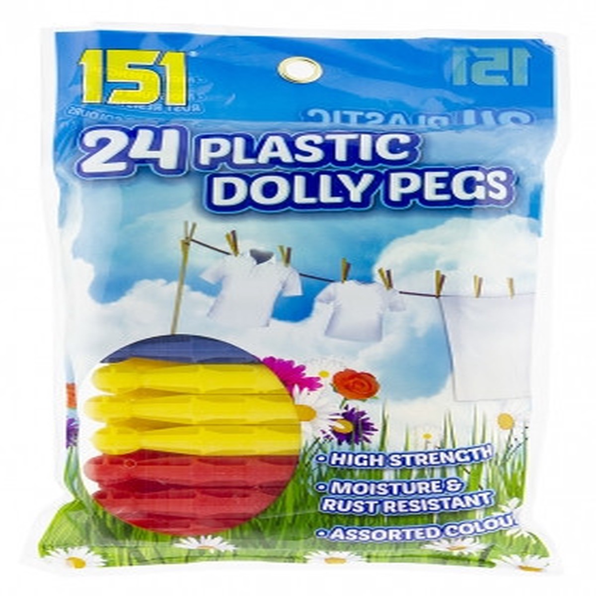 Coloured Plastic Dolly Pegs (24 Pack)