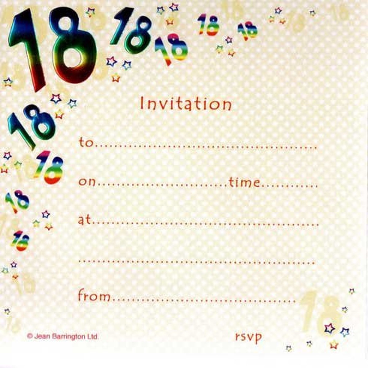 Pack of 10 - 18th Birthday Party Invitation Cards with Envelopes
