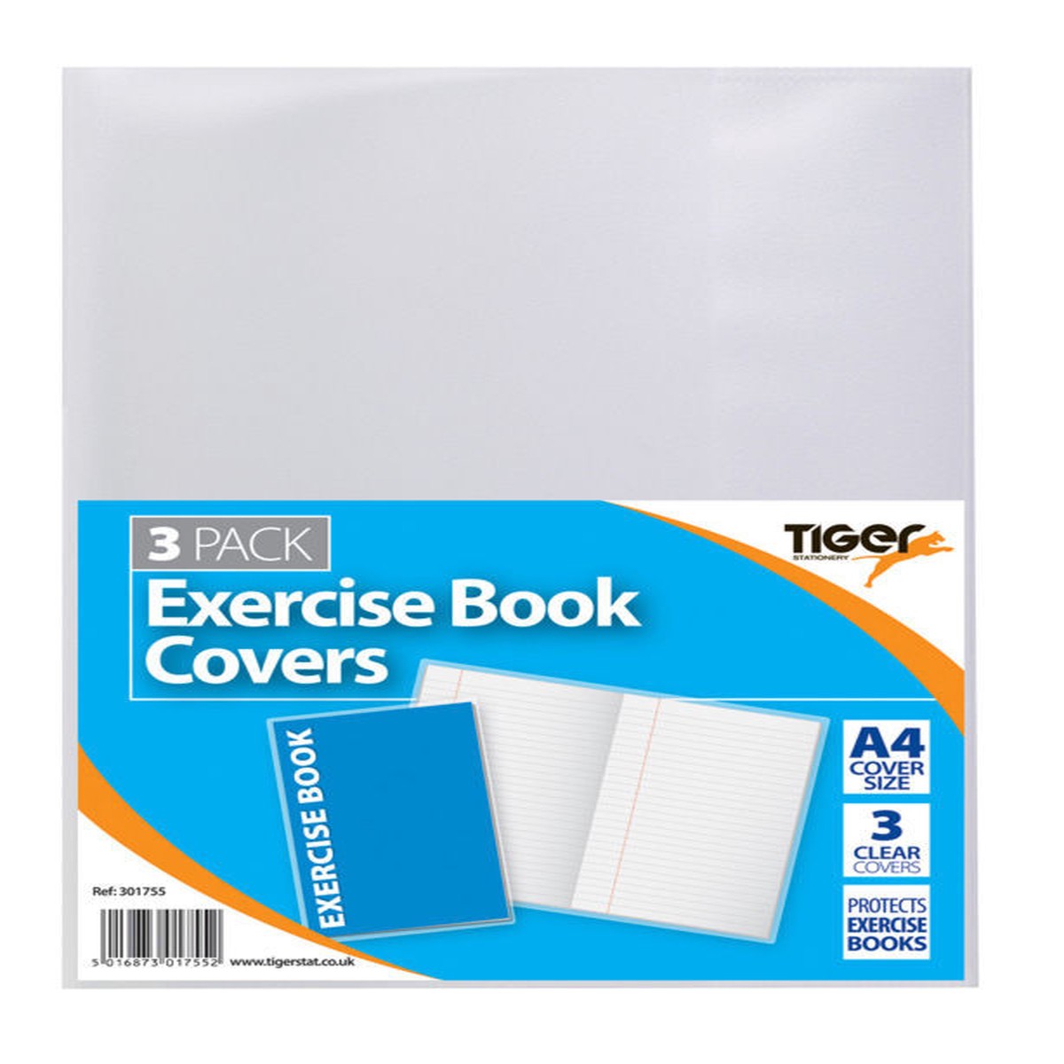 Pack of 3 A4 Exercise Book Covers (Clear)