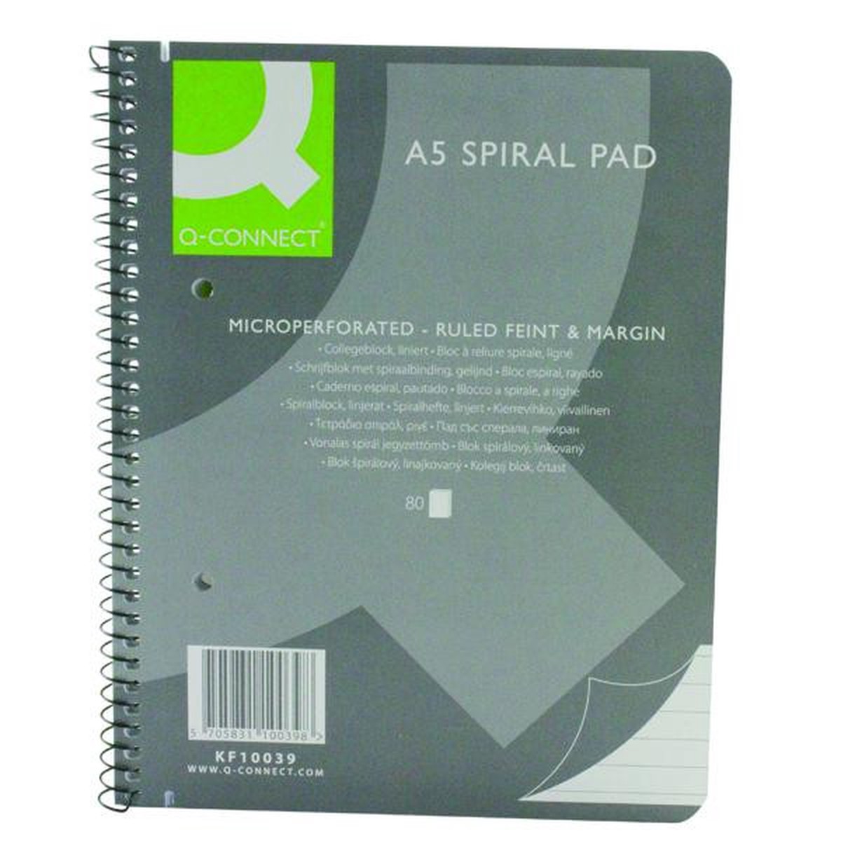 Pack of 5 A5 160 Pages Ruled Margin Spiral Soft Cover Notebook