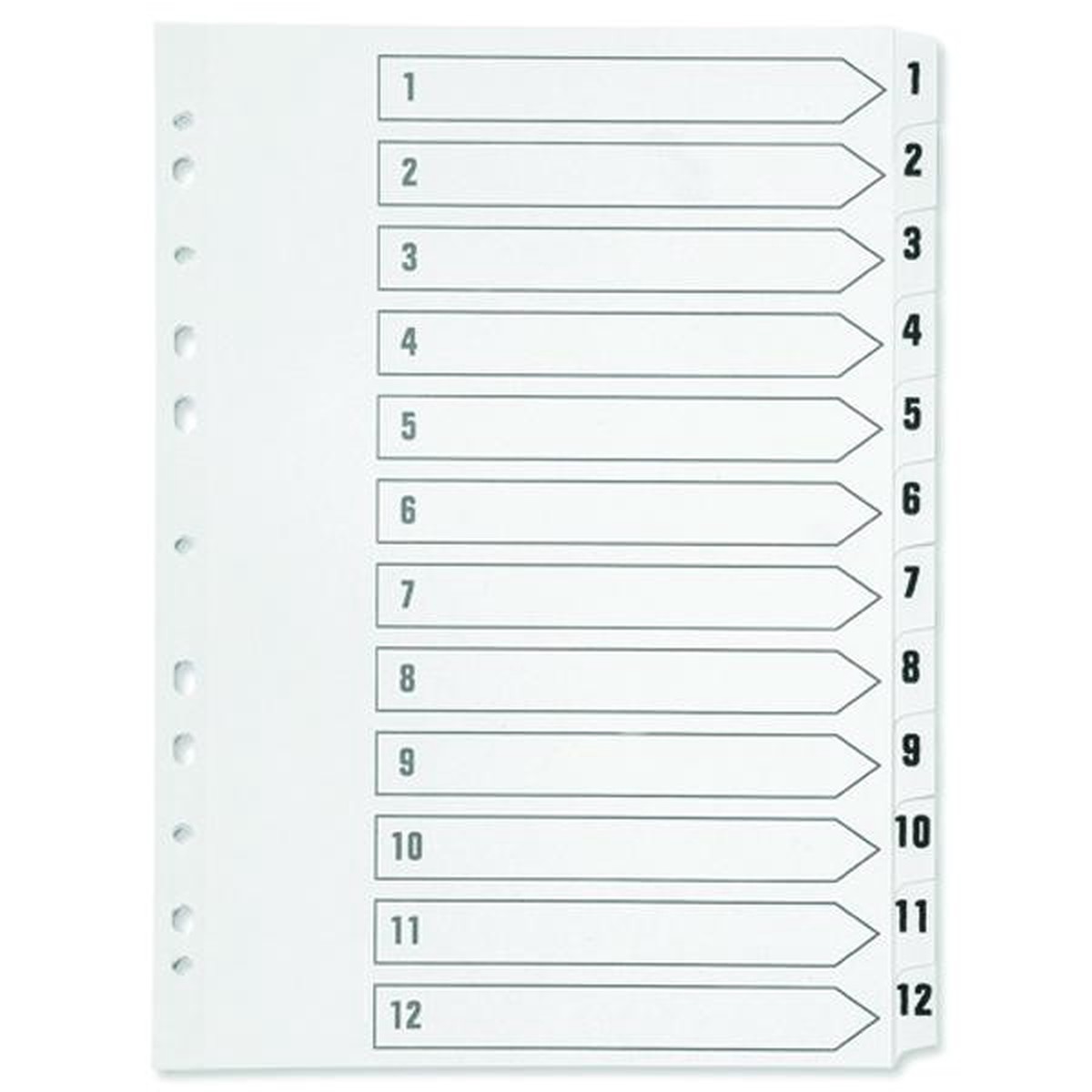 Q-Connect 1-12 Index Multi-Punched Reinforced Board Clear Tab A4 WhiteKF01529