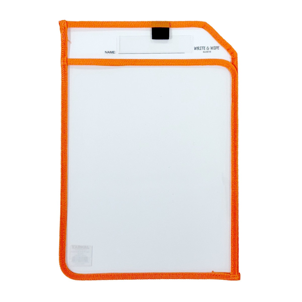 Orange Edge Clear Dry Erase Write and Wipe Reusable Sleeve Pocket