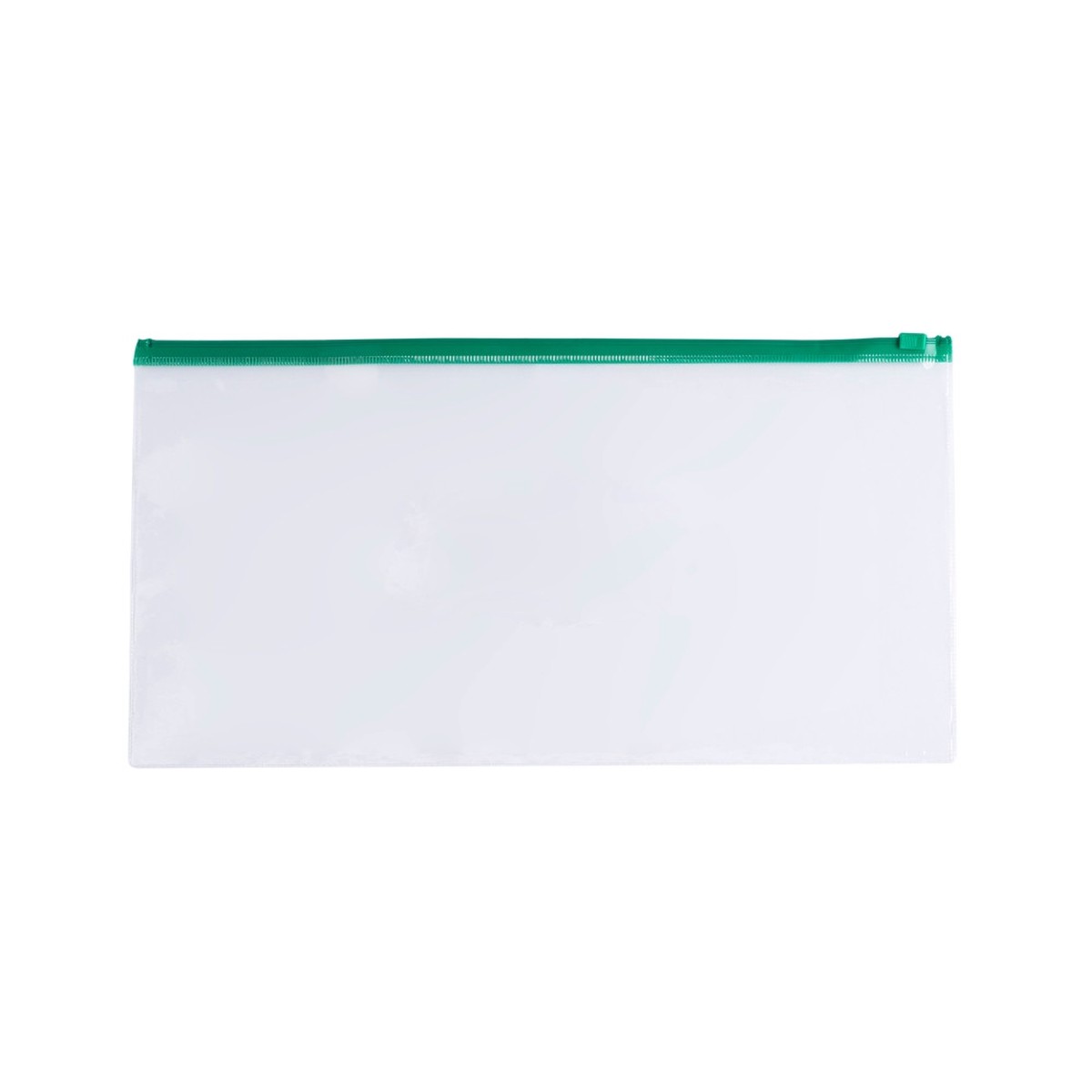 Pack of 12 DL Clear Zippy Bags with Green Zip