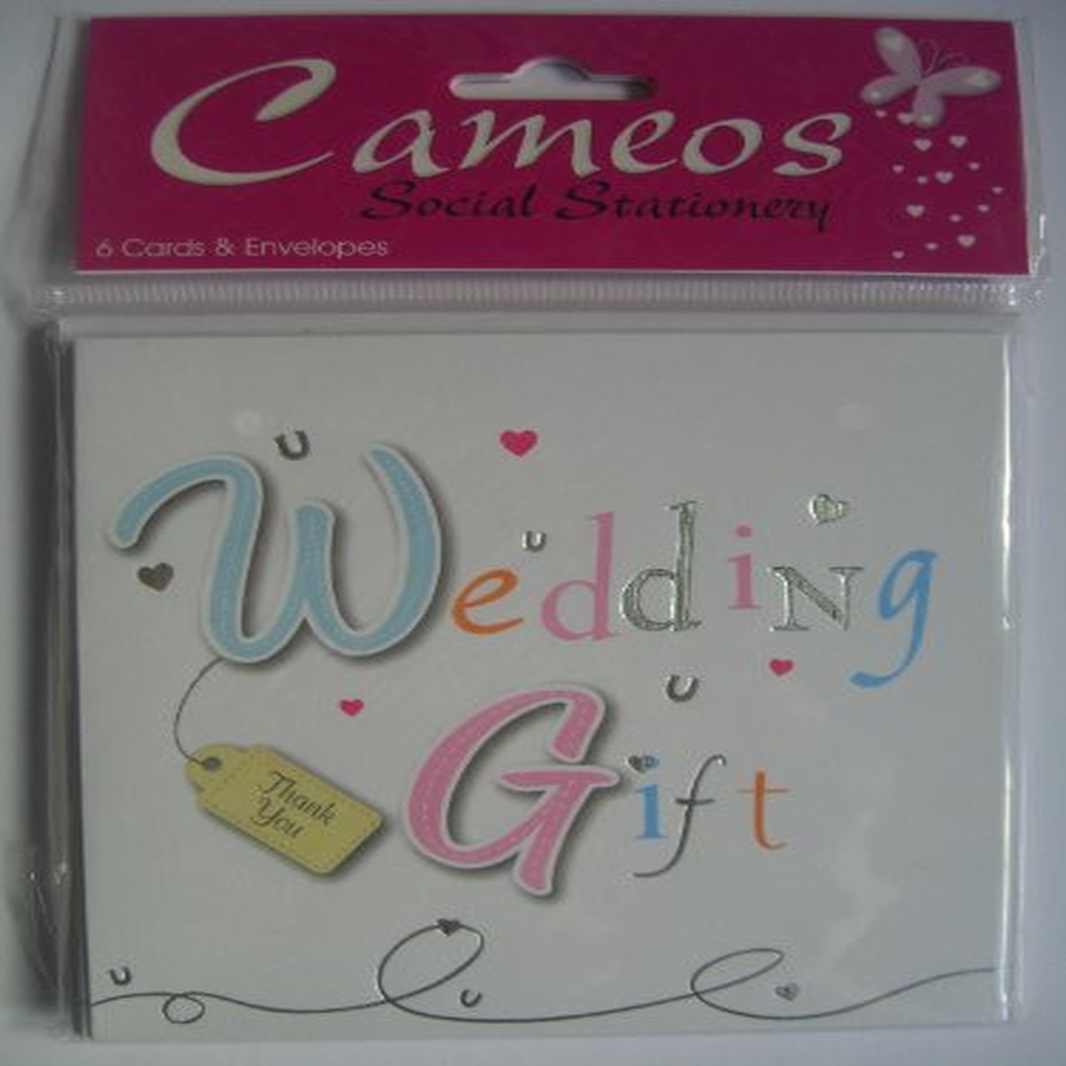 6 Wedding Gift THANK YOU Cards with Envelopes