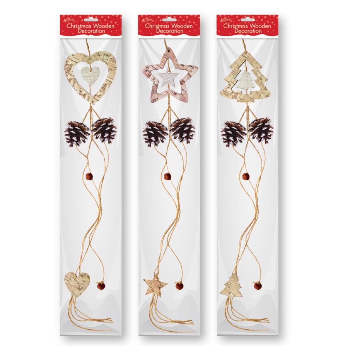 Christmas Pincones Wooden Hanging Decoration