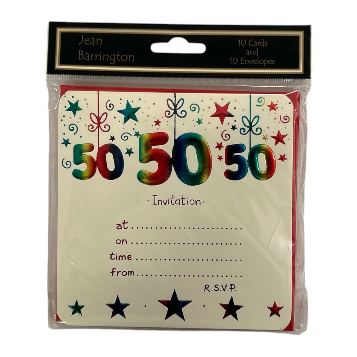 Pack of 10 50th Birthday Party Invitations