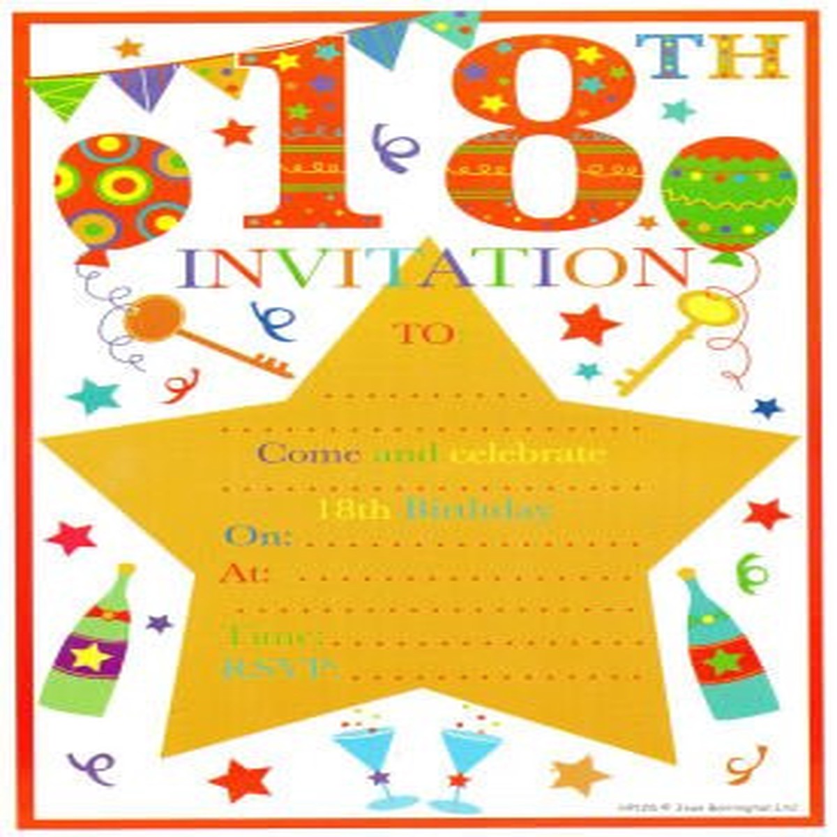 Pack of 20 18th Birthday Party Invitations Sheets with Envelopes