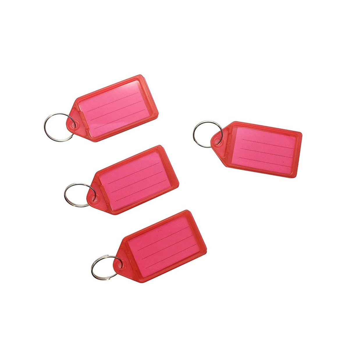Pack of 50 Large Red Identity Tag Key Rings – Sliding Fob Keyrings Coloured