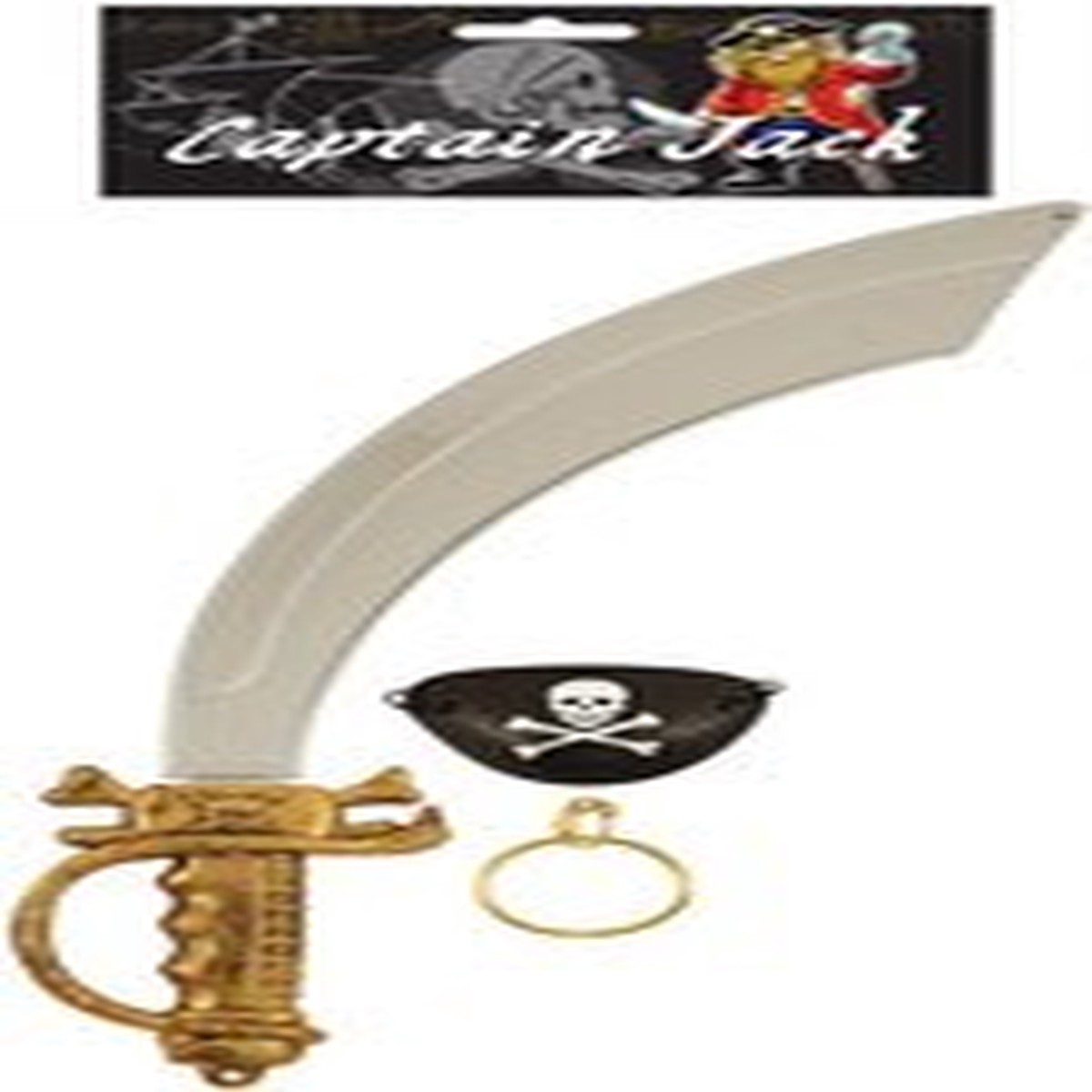 PIRATE SWORD 45.5CM W/EYEPATCH/EARRING ADULT