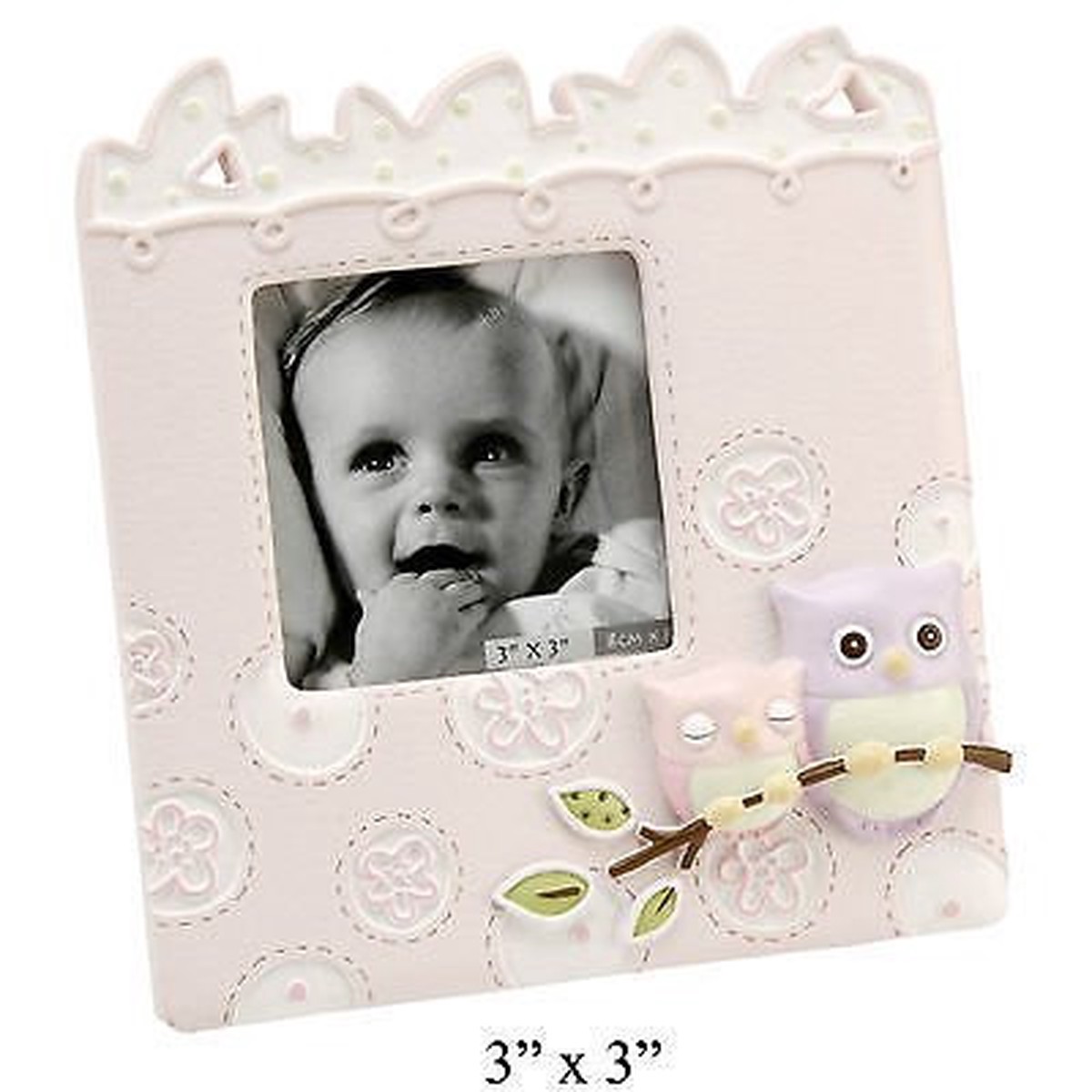 Baby Owl Series Girls Pink Small Photo Frame – 3″x3″ Picture
