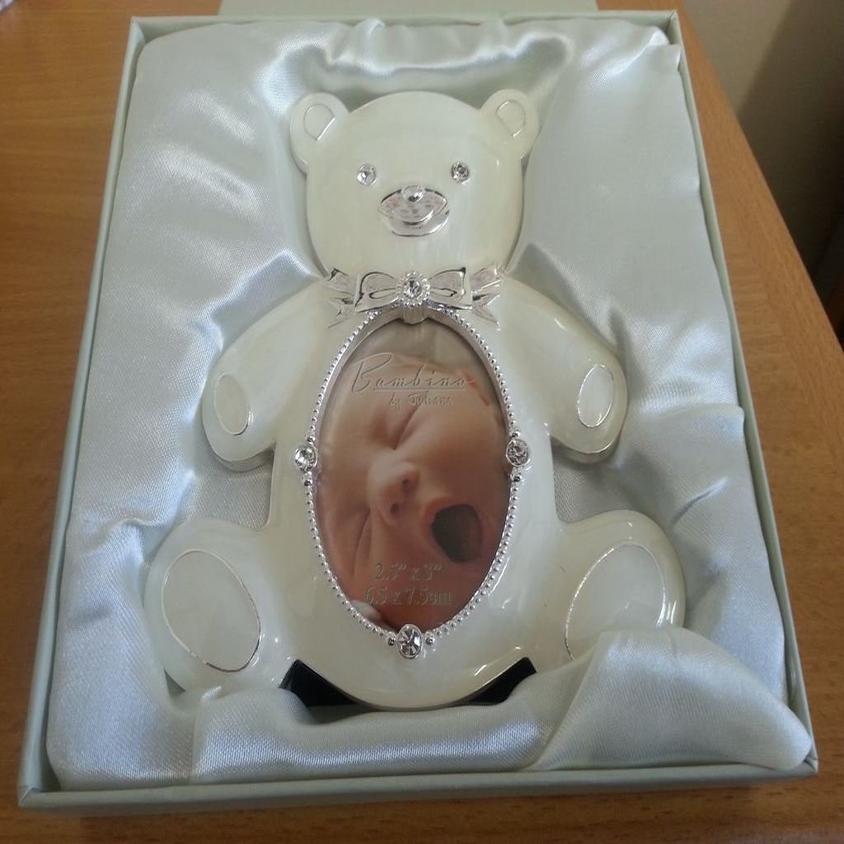 Bambino Silver Plated Cream & Epoxy Photo Frame - Teddy