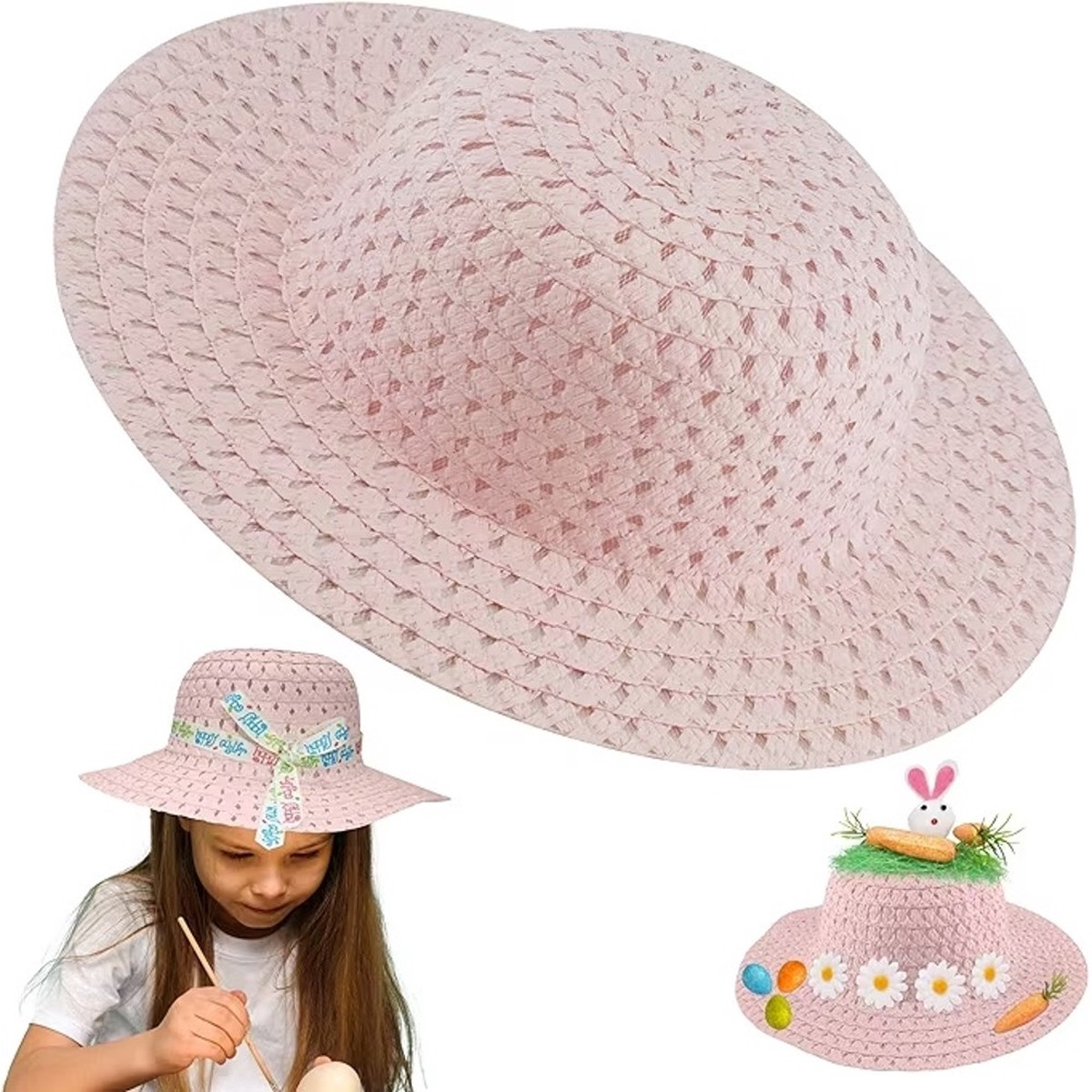 Children’s Pale Pink Easter Fancy Dress Bonnet