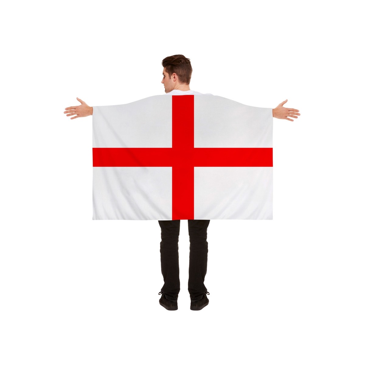 England St Georges Cross Flag Cape (5ft x 3ft) Red White Wearable Flag Fancy Dress Sporting Events Football Rugby Cricket Accessory