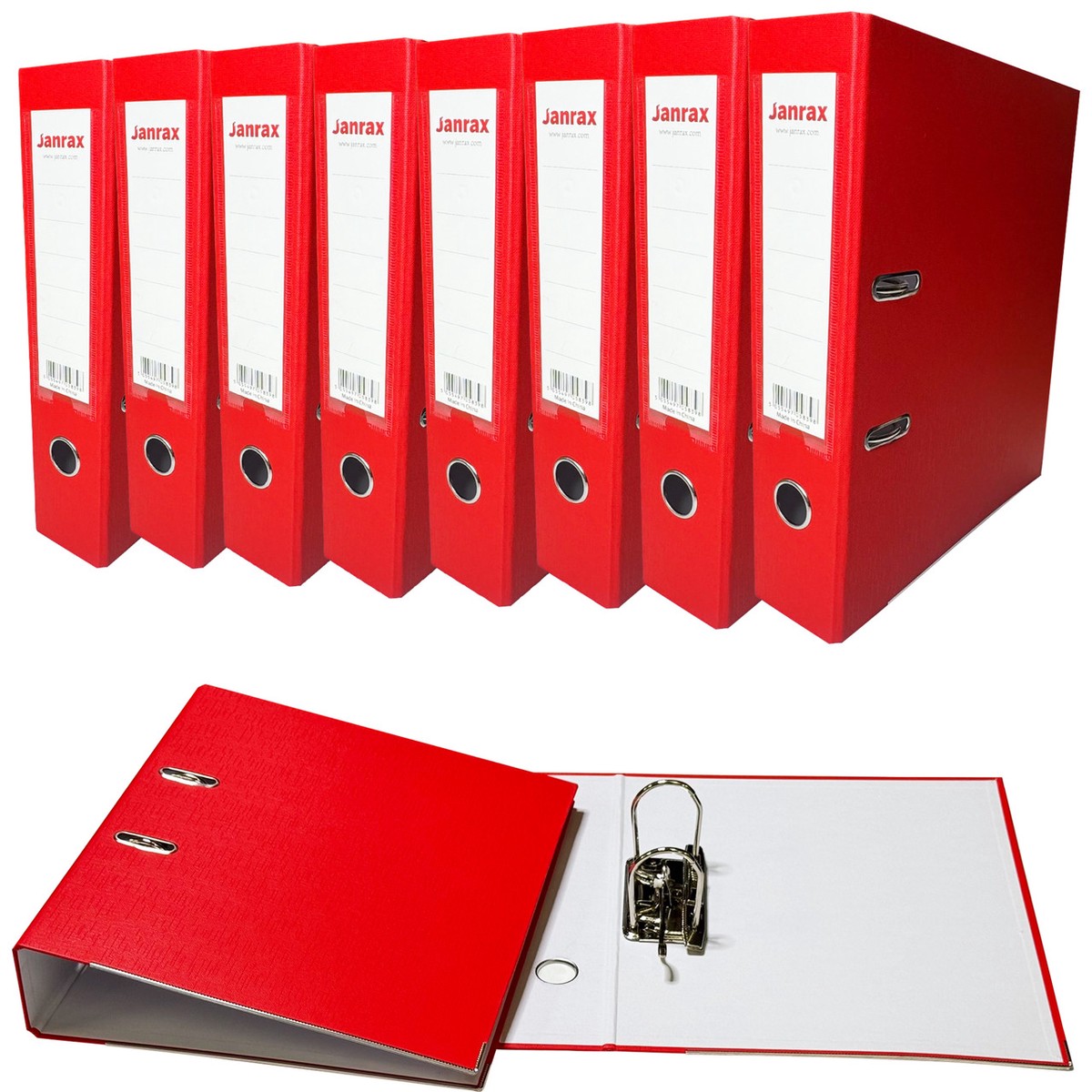 Pack of 10 A4 Red Paperbacked Lever Arch Files by Janrax