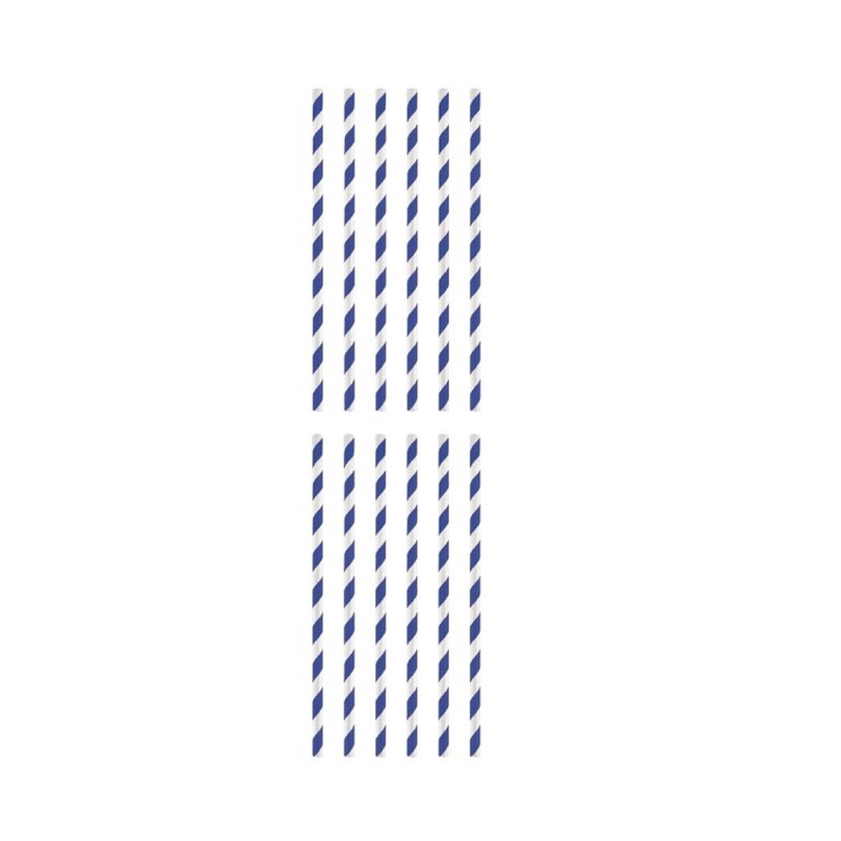Pack of 12 Blue And White Striped Paper Straws