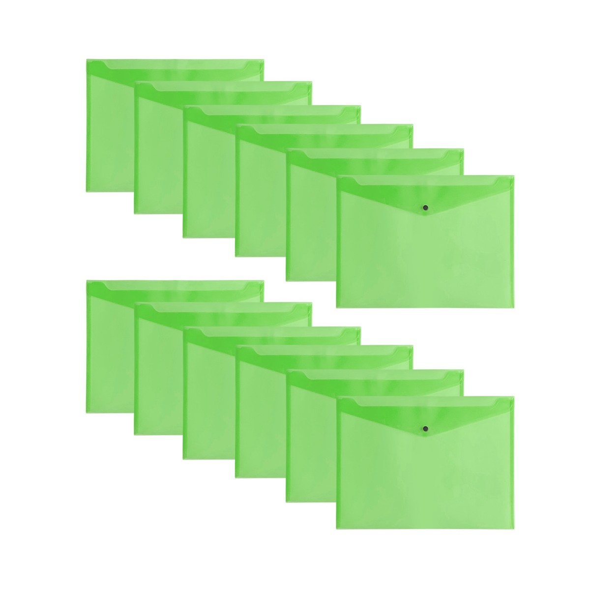 Pack of 12 Janrax A3 Green Document Wallets - Button Stud Folder