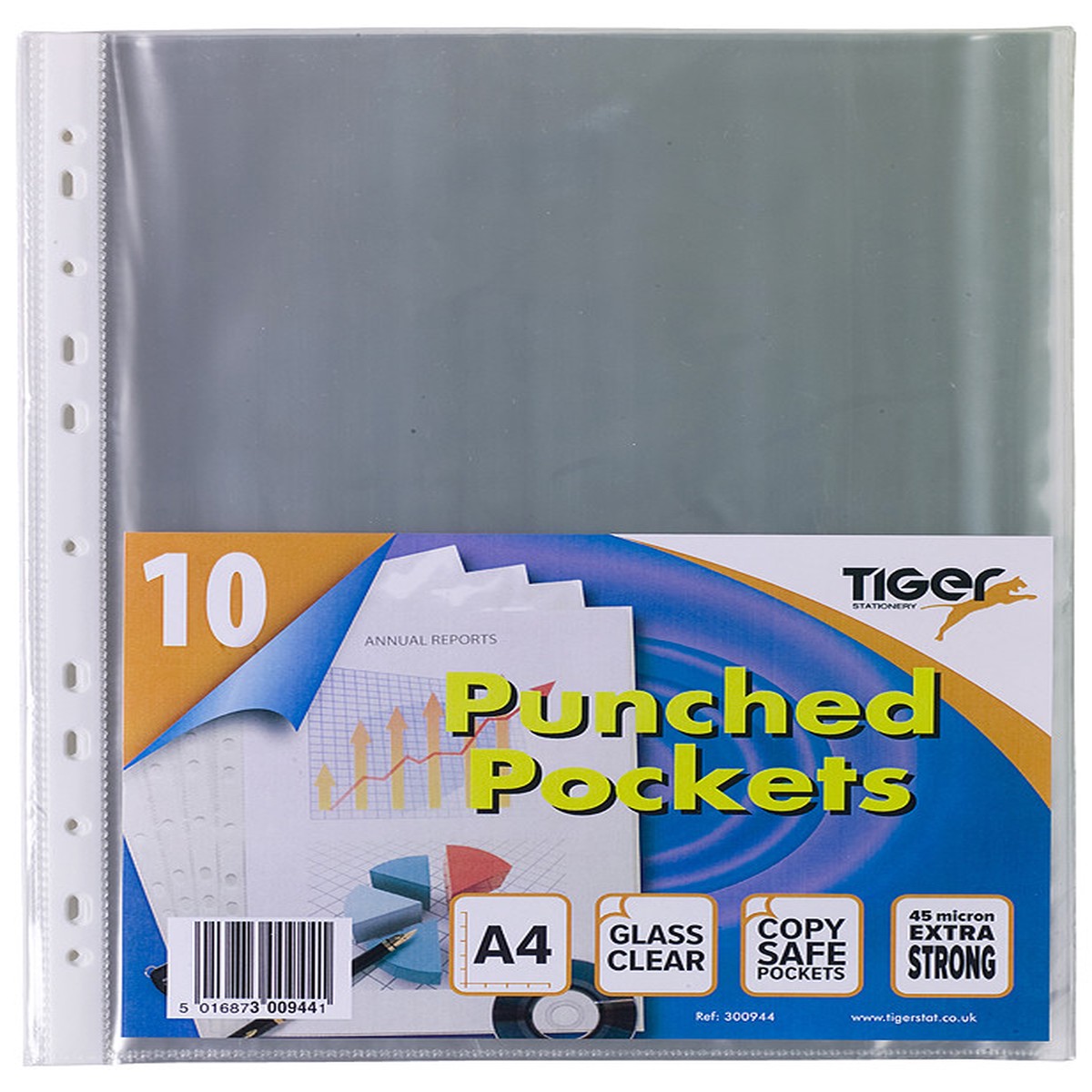 10 Tiger A4 Punched Pockets