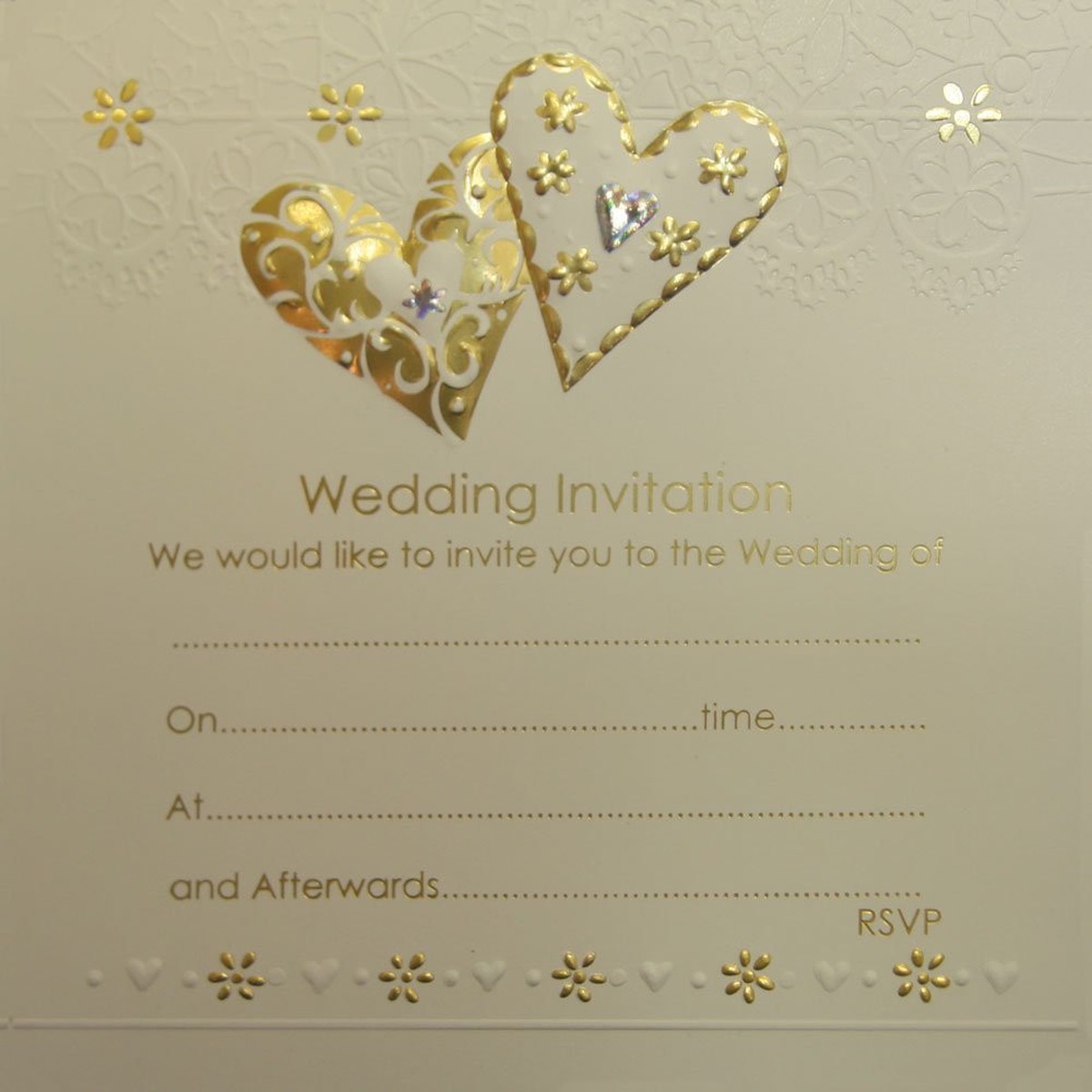 Pack of 10 Jean Barrington Wedding Invitations - Two Hearts/Cream