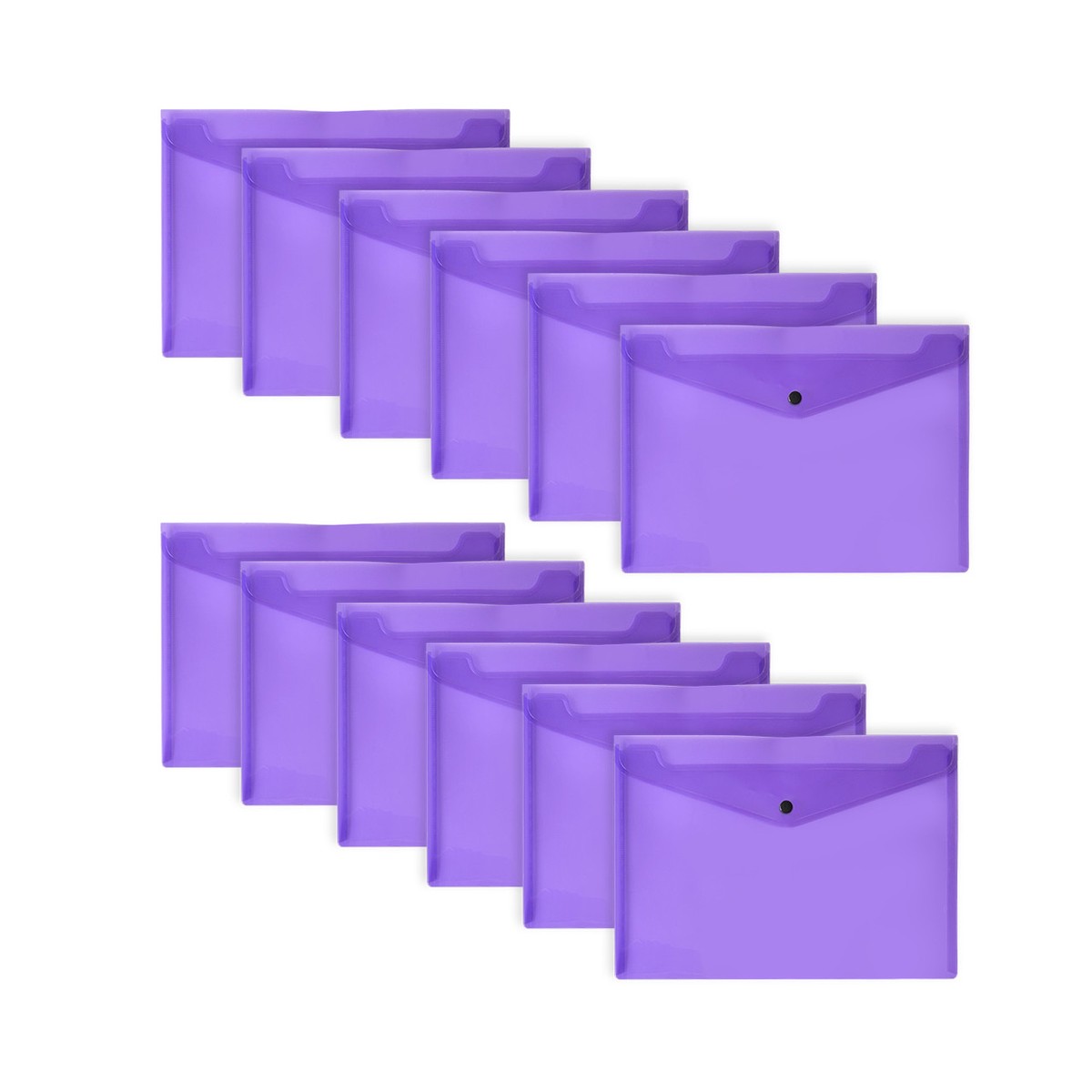 Pack of 12 A4 Purple Plastic Document Wallets by Janrax
