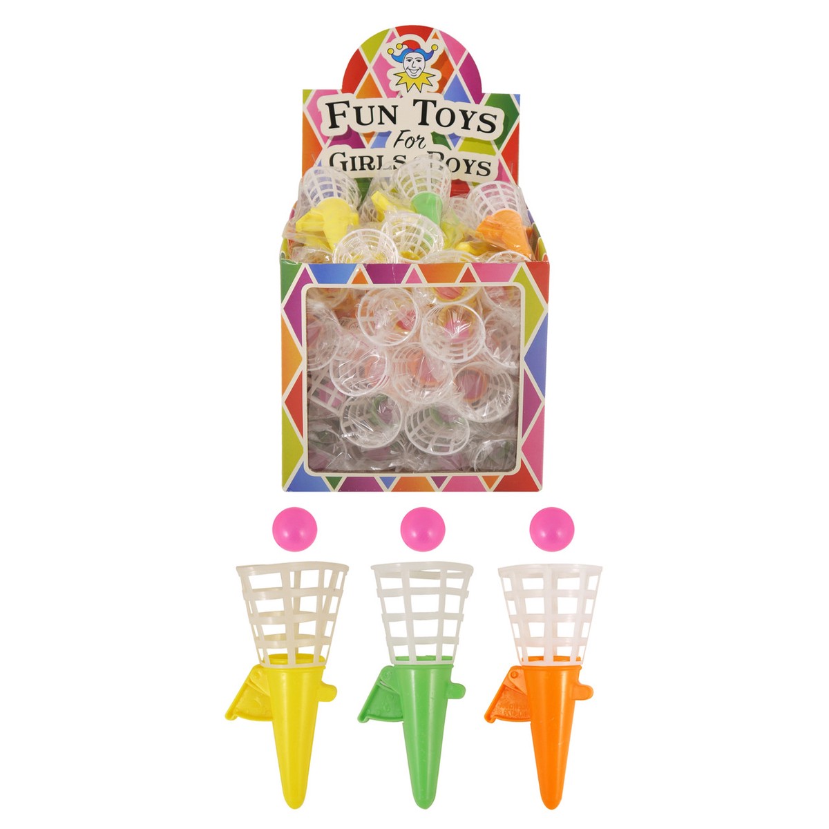 Pack of 48 Game Click Catch 12cm 3 Assorted Colours