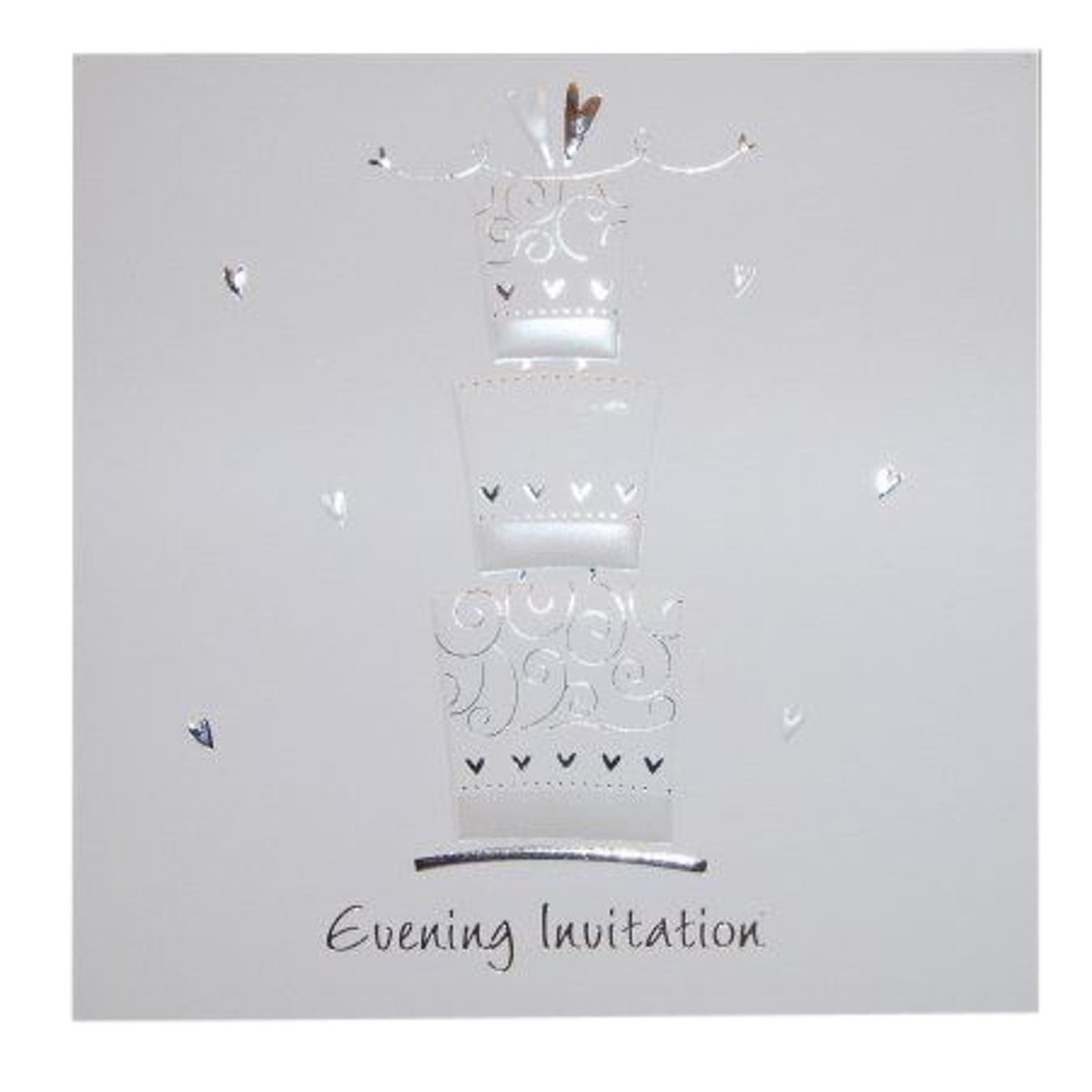 Pack of 5 Luxury White 'Cake' Wedding Evening Invitations Cards