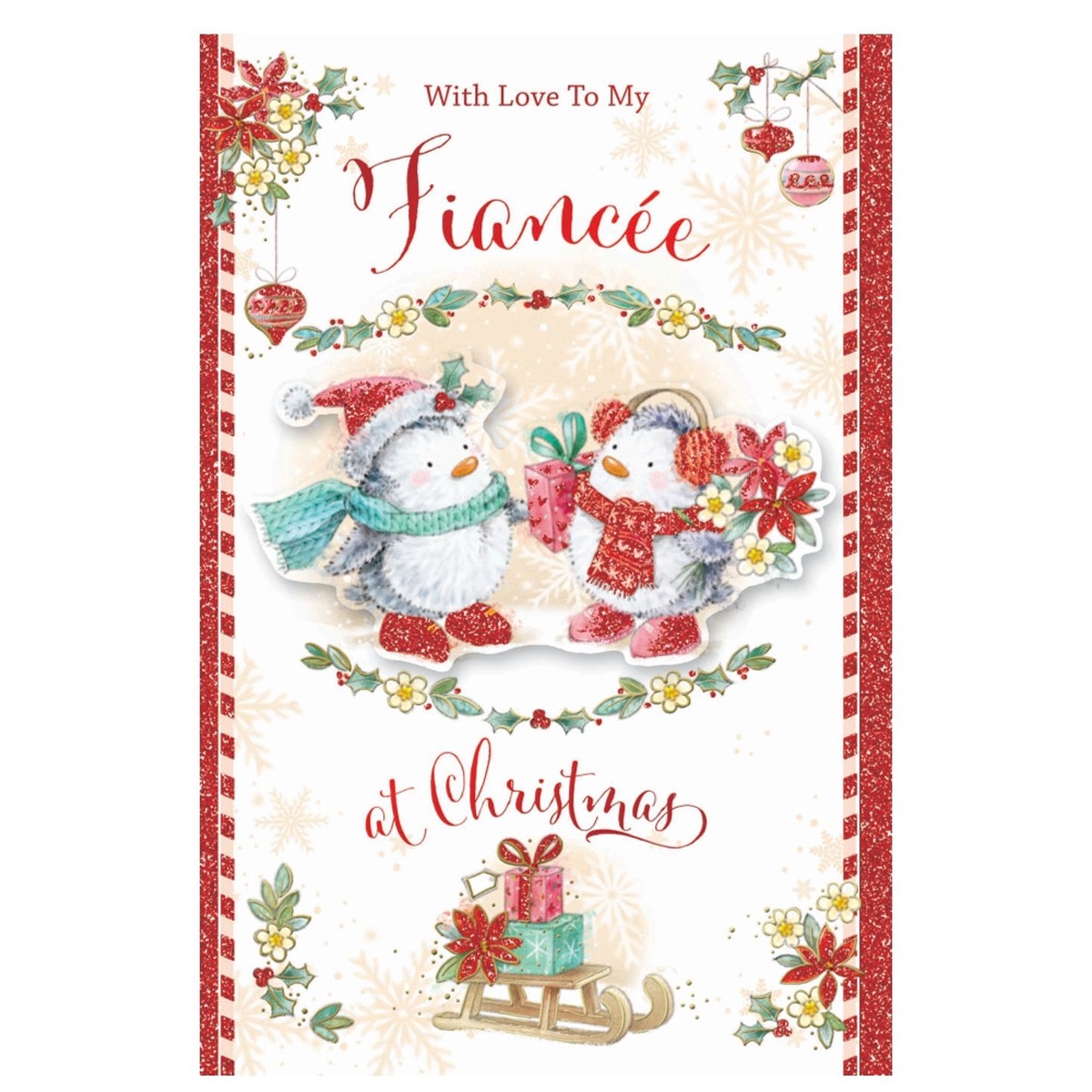 With Love to My Fiance Penguins Festive Design Christmas Card