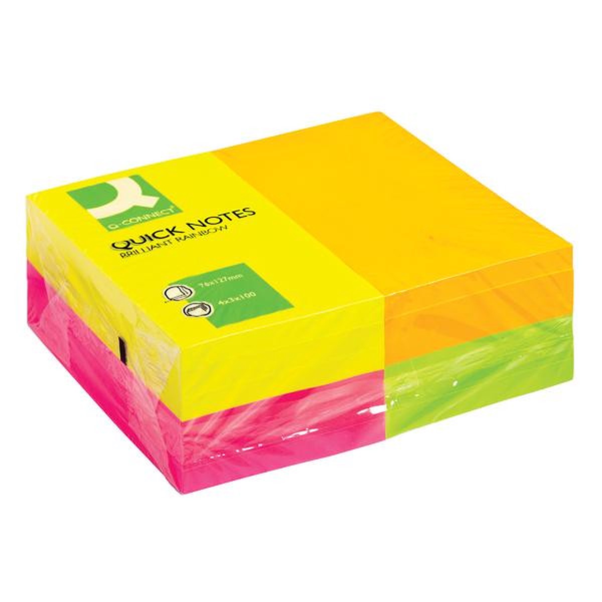12 x 80 Sheet Neon Colour Quick Notes 76 x 127mm