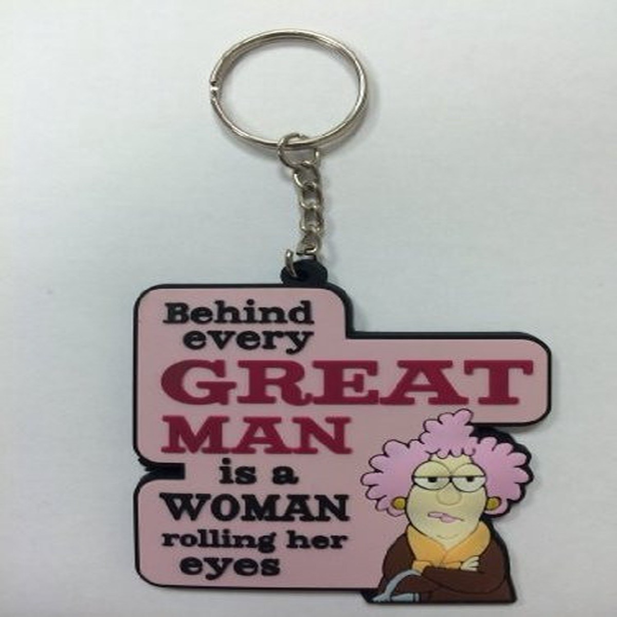 Aunty Acid 3D Rubber Keyring Behind Every Great Man