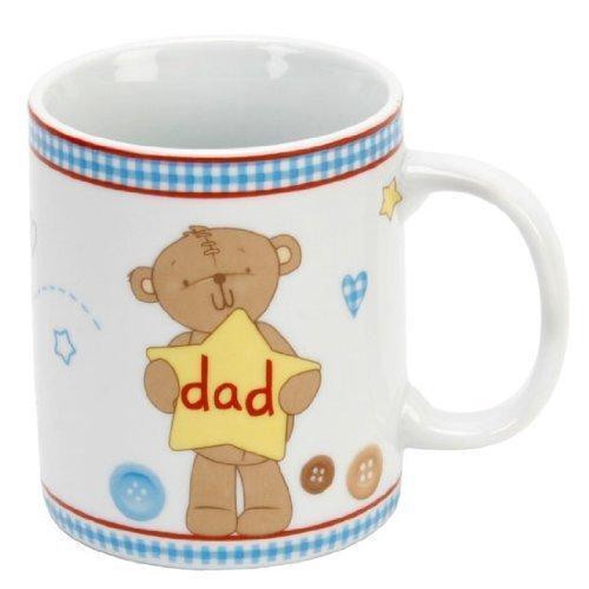 Button Corner Teddy Bear & Bunny Rabbit Gift Mug for Dad – “Dad”