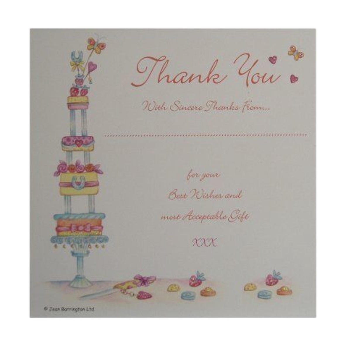 Pack of 10 Luxury White Wedding Gift Glitter Finished Thank You Cards