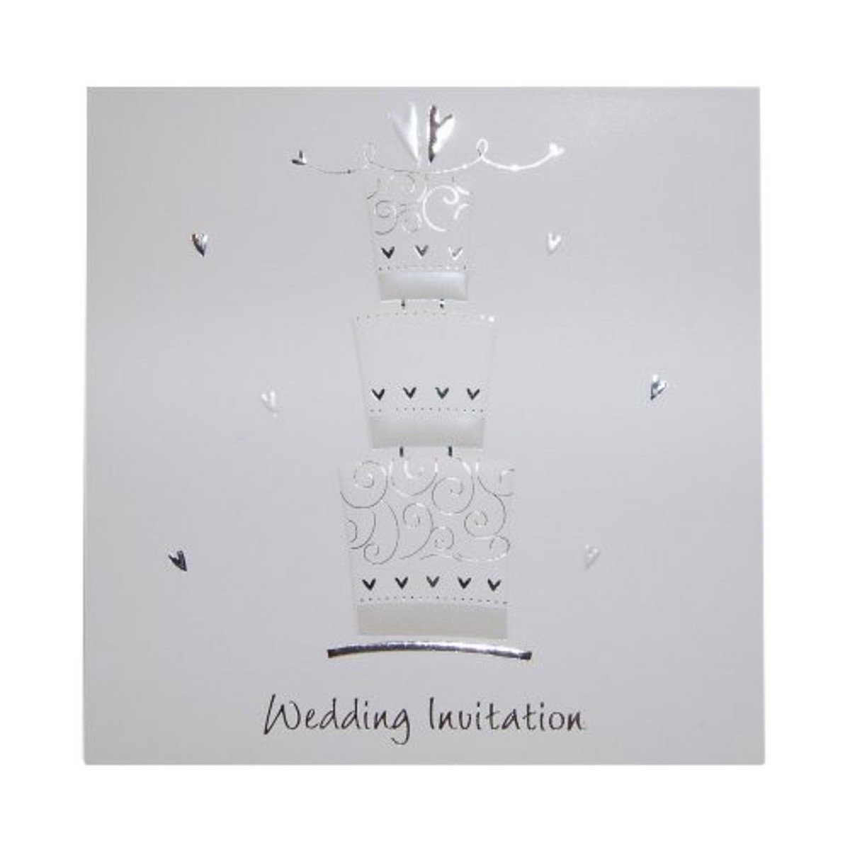 Pack of 5 Luxury White 'Cake' Wedding Invitations Cards
