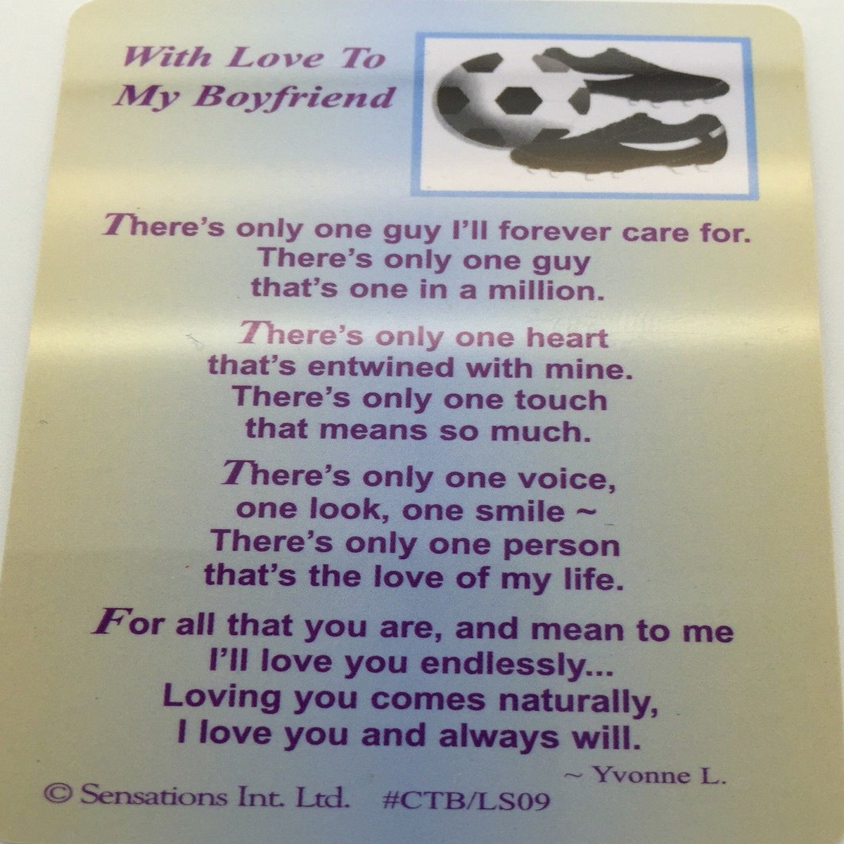 With Love To My Boyfriend ….Wallet Card (Sentimental Keepsake Wallet /Purse Card)