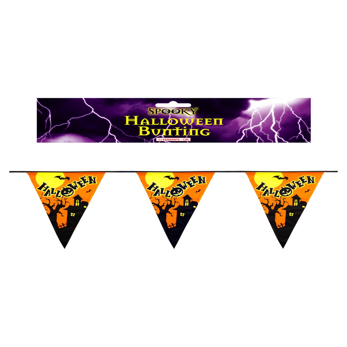 Halloween Bunting 12ft With 11 Pennants Pvc