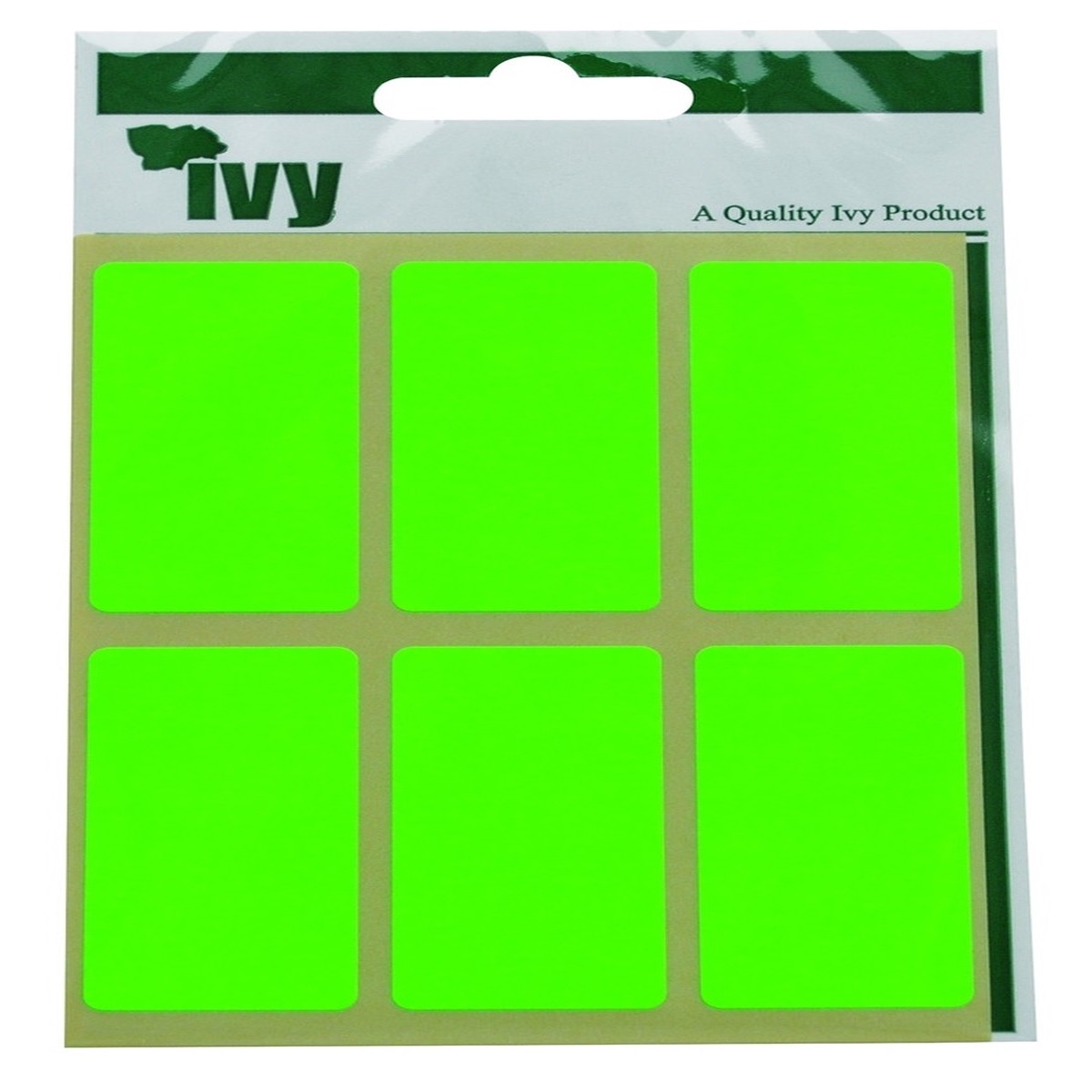 Pack of 24 Green Fluorescent 25x50mm Rectangular Labels