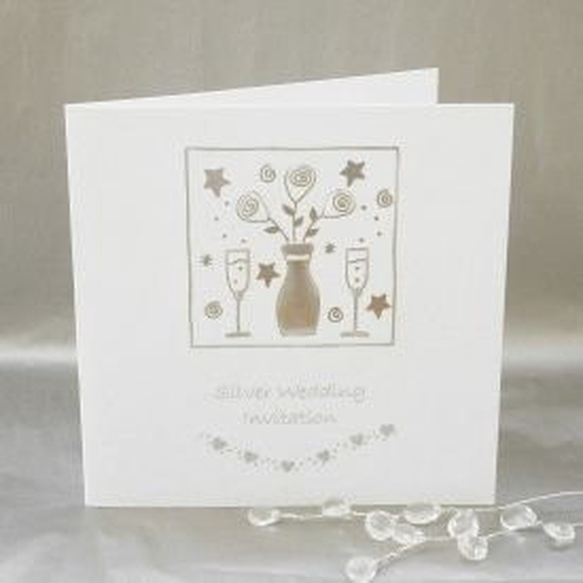 Pack of 5 Silver Wedding Anniversary Invitation Cards with Envelopes