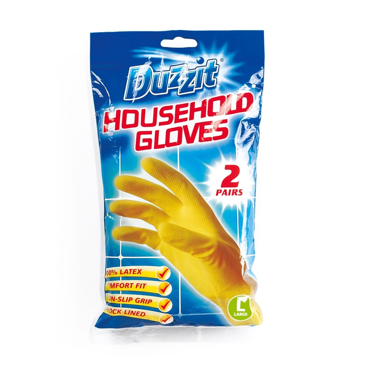 2 Pairs of Duzzit Household Gloves Large