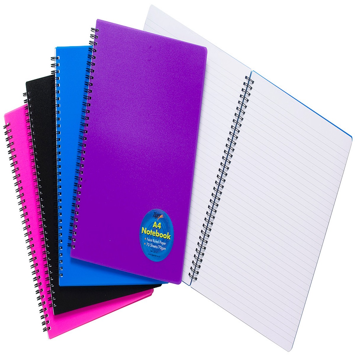5 x A4 Twinwire Polypropylene Cover 70 Sheet Notebook