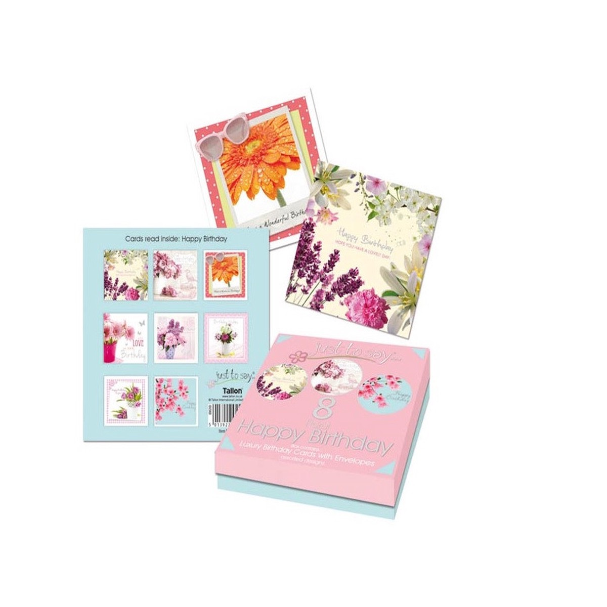 8 Mixed Floral Birthday Cards