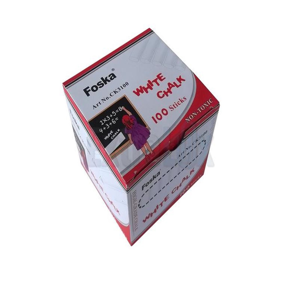 Box of 100 White Chalk Sticks - Non Toxic