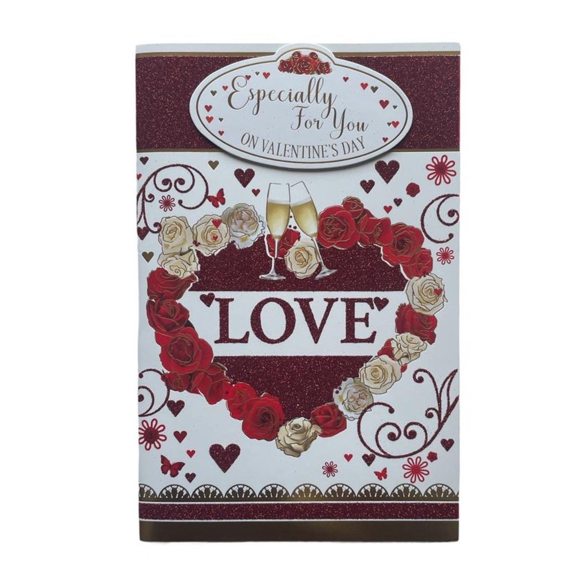 Especially For You On Valentine’s Day Heart of Roses Design Open Card