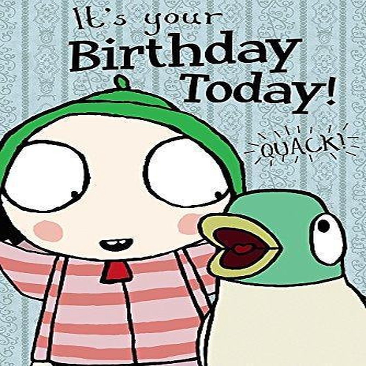 Sarah & Duck Colour-Me-In Greetings Card – Happy Birthday – In Lounge