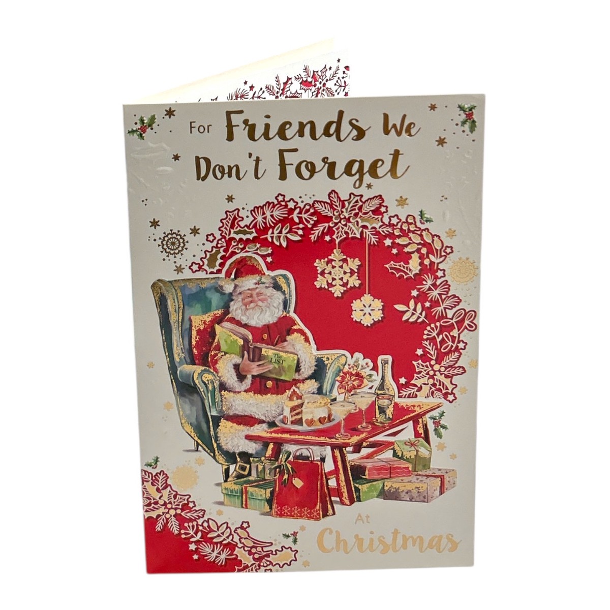 To Friends We Dont Forget Santa Reading Book Design Christmas Card