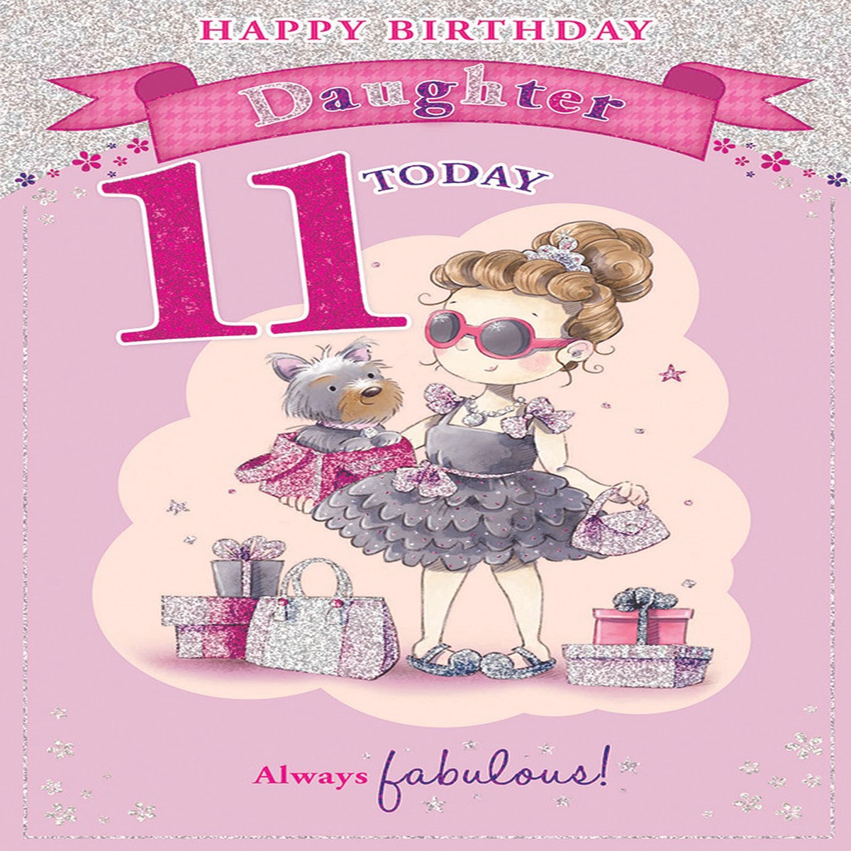 Today You’re 11 Cute Little Girl At Shopping Design Daughter Candy Club Birthday Card