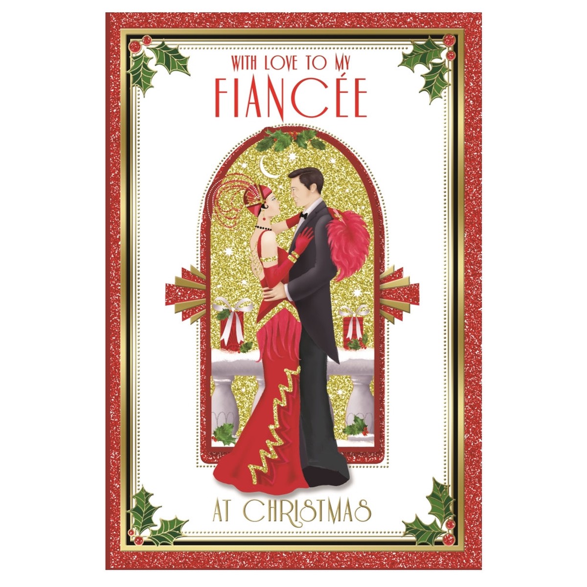 With Love To My Fiance Beautiful Couple Christmas Card