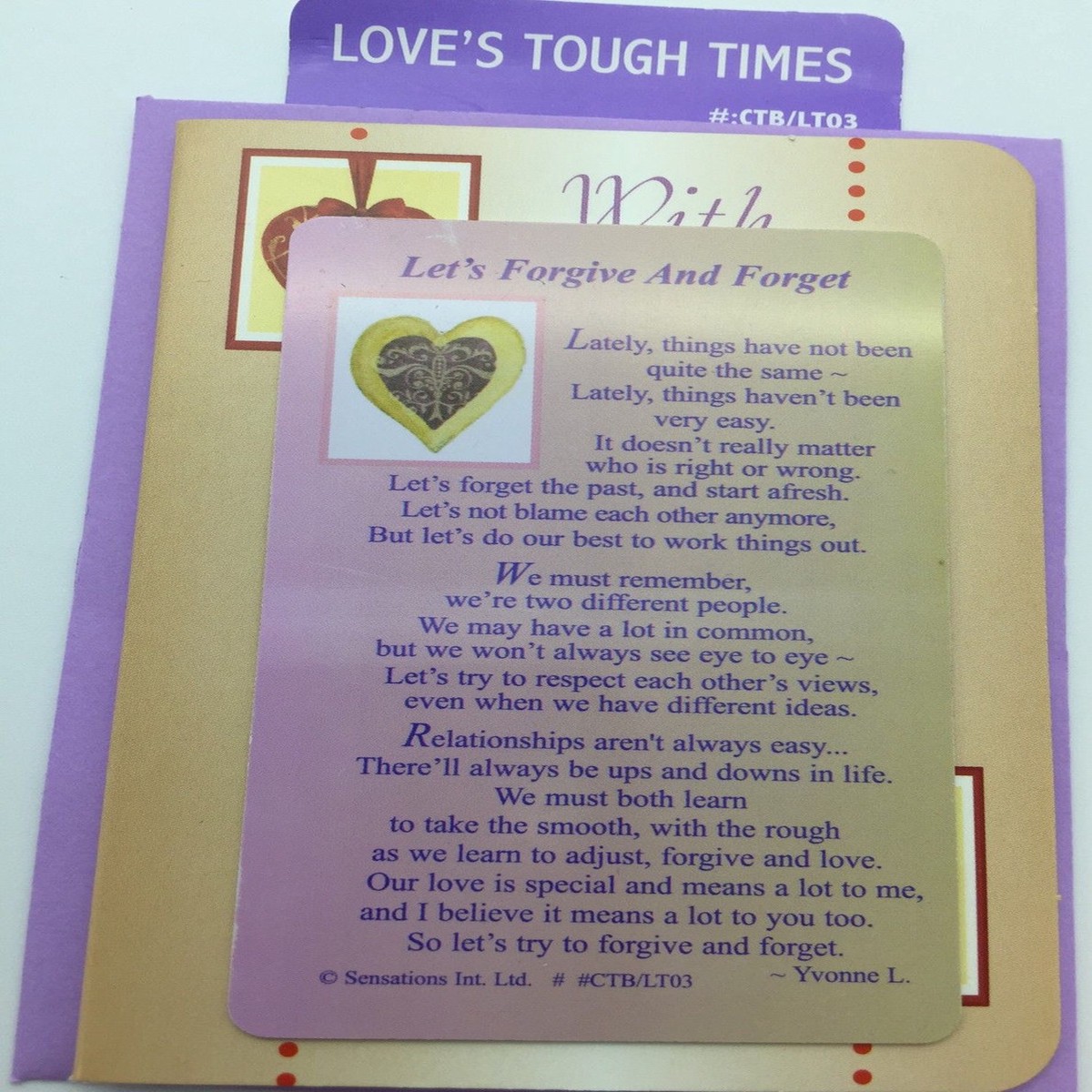 let’s Forgive and Forget Sentimental Keepsake Wallet / Purse Card Love’s Tough Times