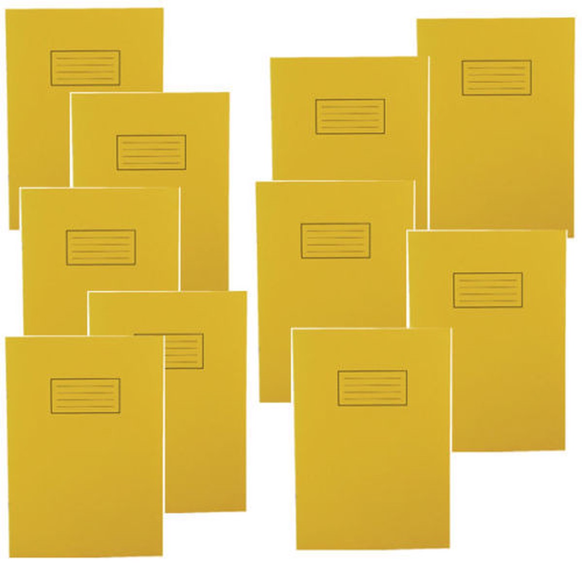Pack of 100 A4 Yellow Exercise Books 80 Pages – Feint Ruled with Margin