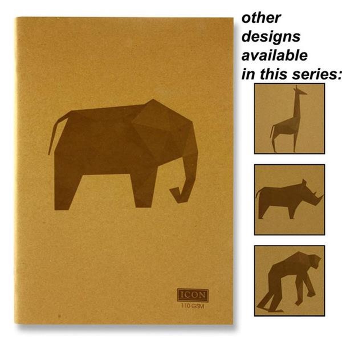 A3 80 Pages (40 Sheets) 110gsm Animalia Design Kraft Sketch Book by Icon Art