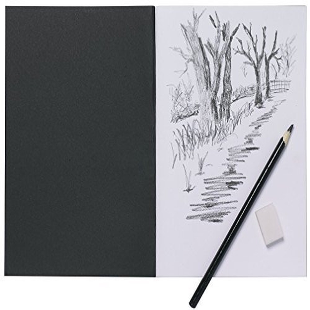 A5 40 Pages 140gsm White Cartridge Paper Black Card Cover Sketch Book