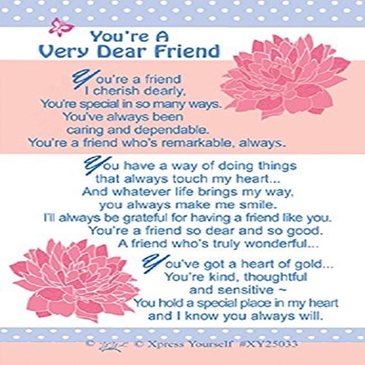 Friendship Keepsake Card You’re A Very Dear Friend